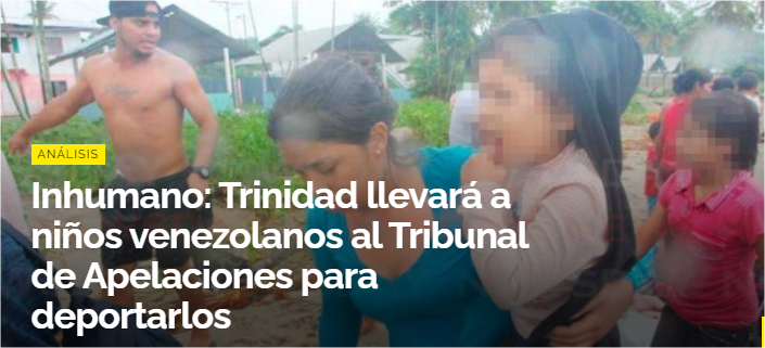 Trinidad llevará a niños venezolanos al Tribunal